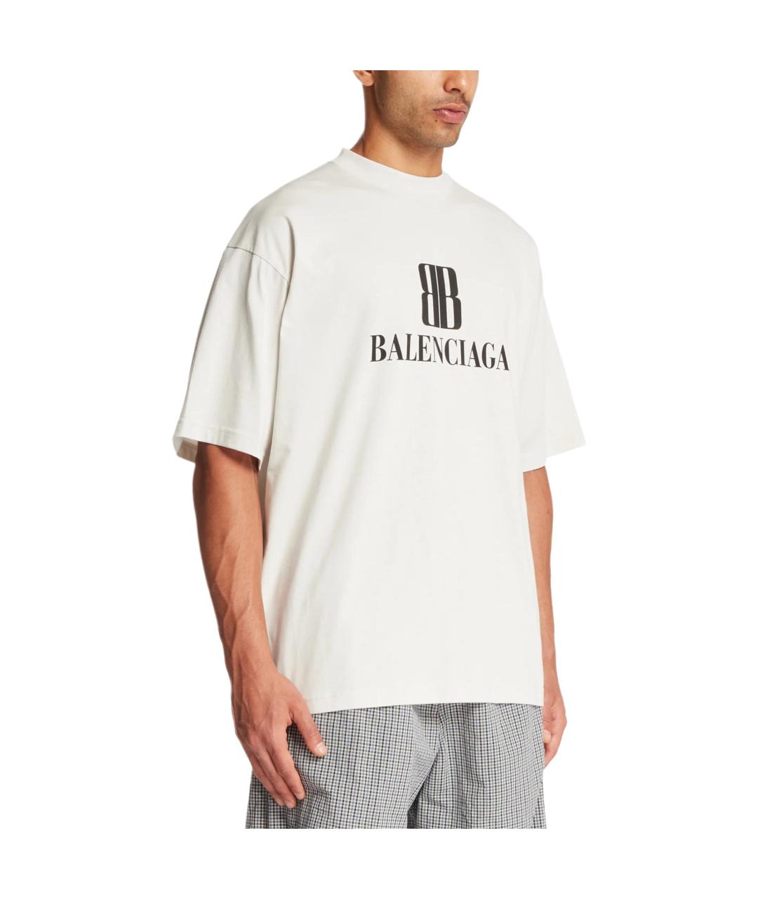 BALENCIAGA Белая хлопковая футболка, фото 5