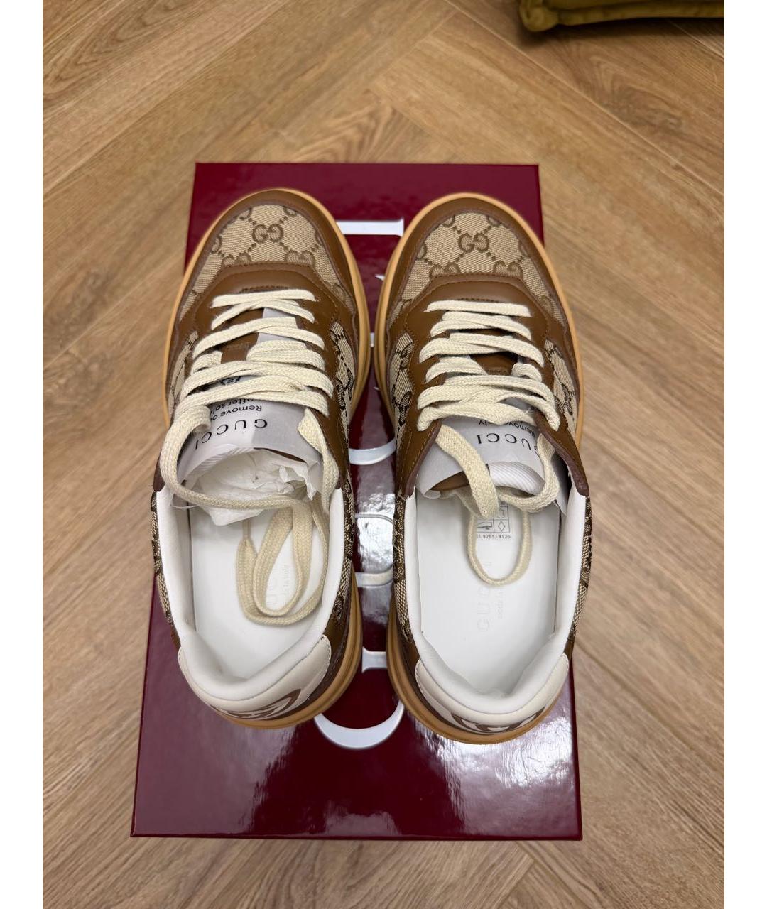 GUCCI Коричневые кожаные кеды, фото 3