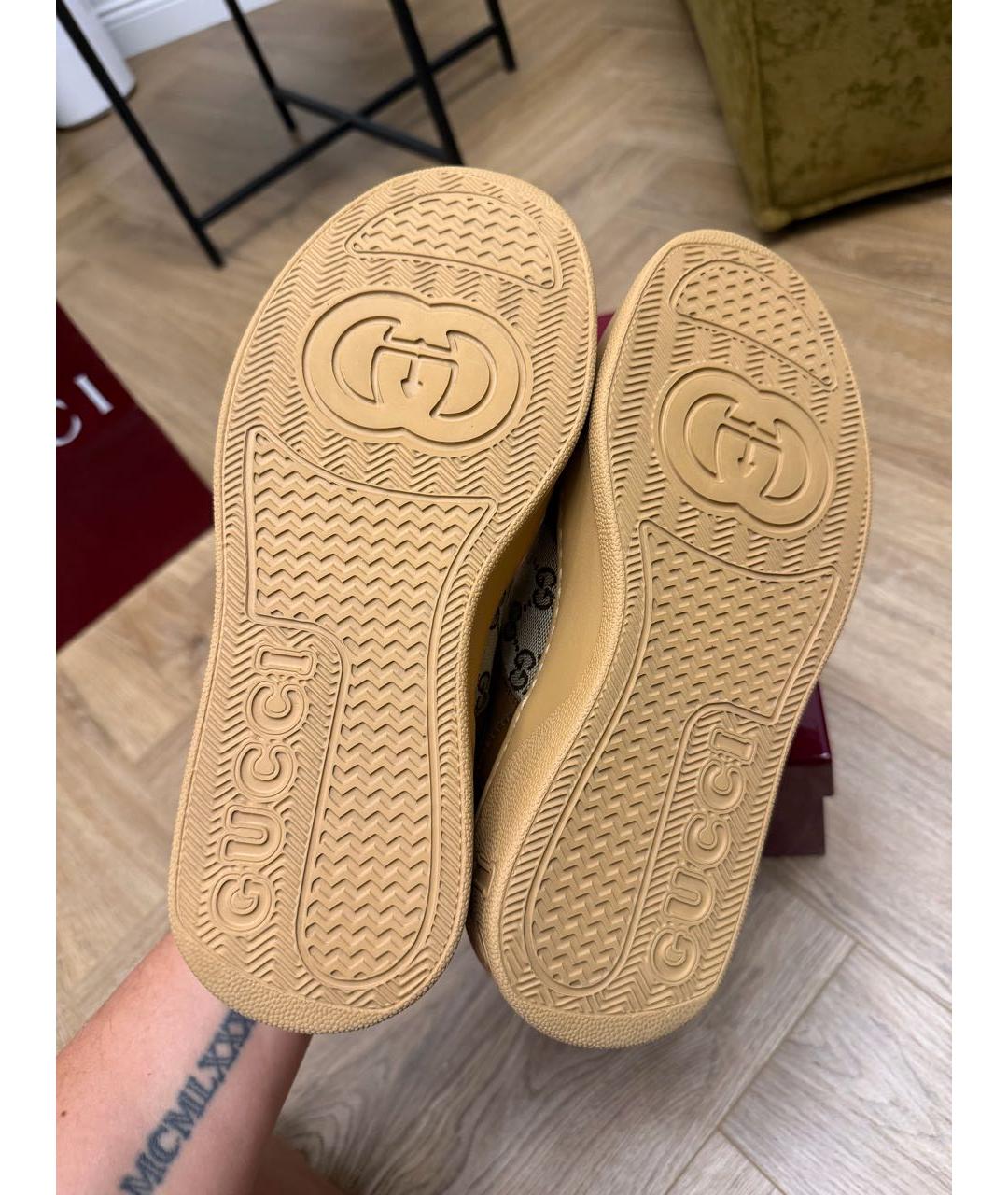 GUCCI Коричневые кожаные кеды, фото 5