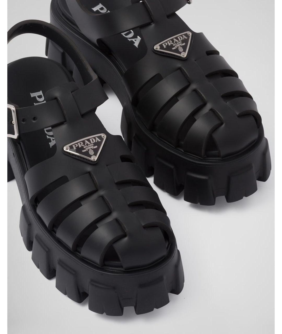 PRADA Черные босоножки, фото 4