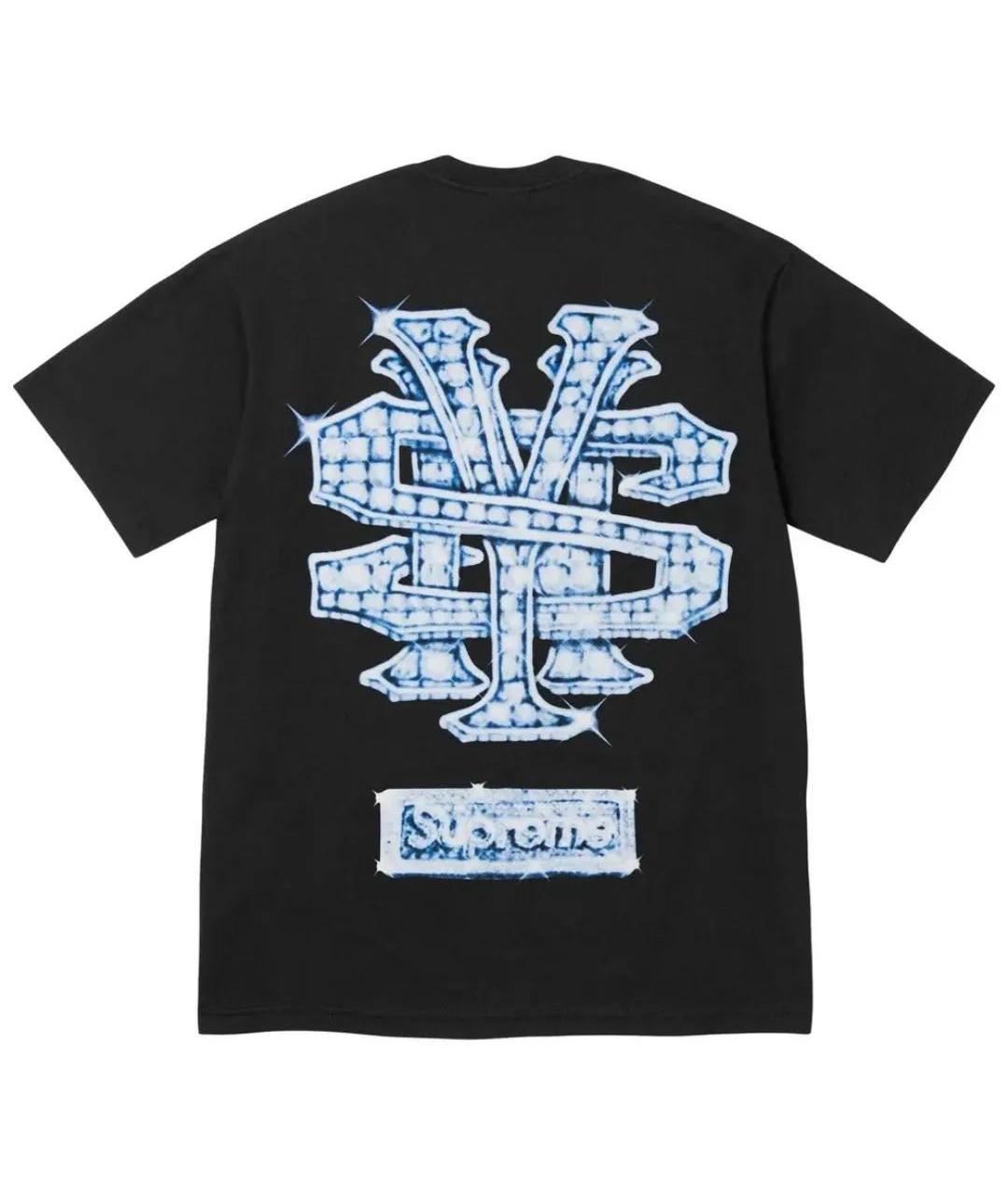 SUPREME Черная хлопковая футболка, фото 2