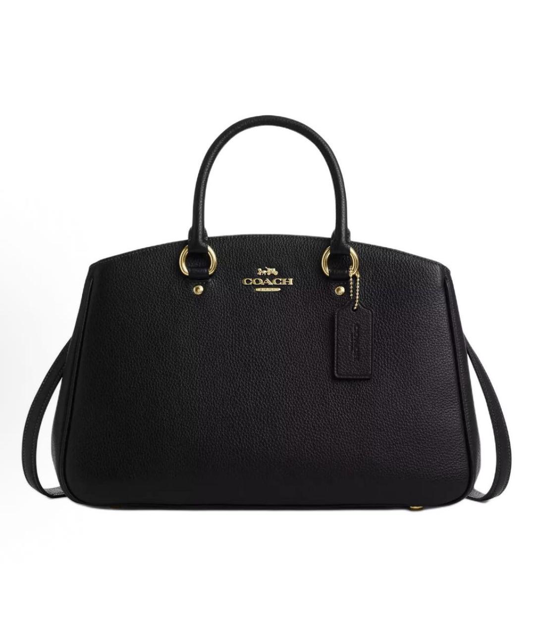 COACH Черная кожаная сумка с короткими ручками, фото 9