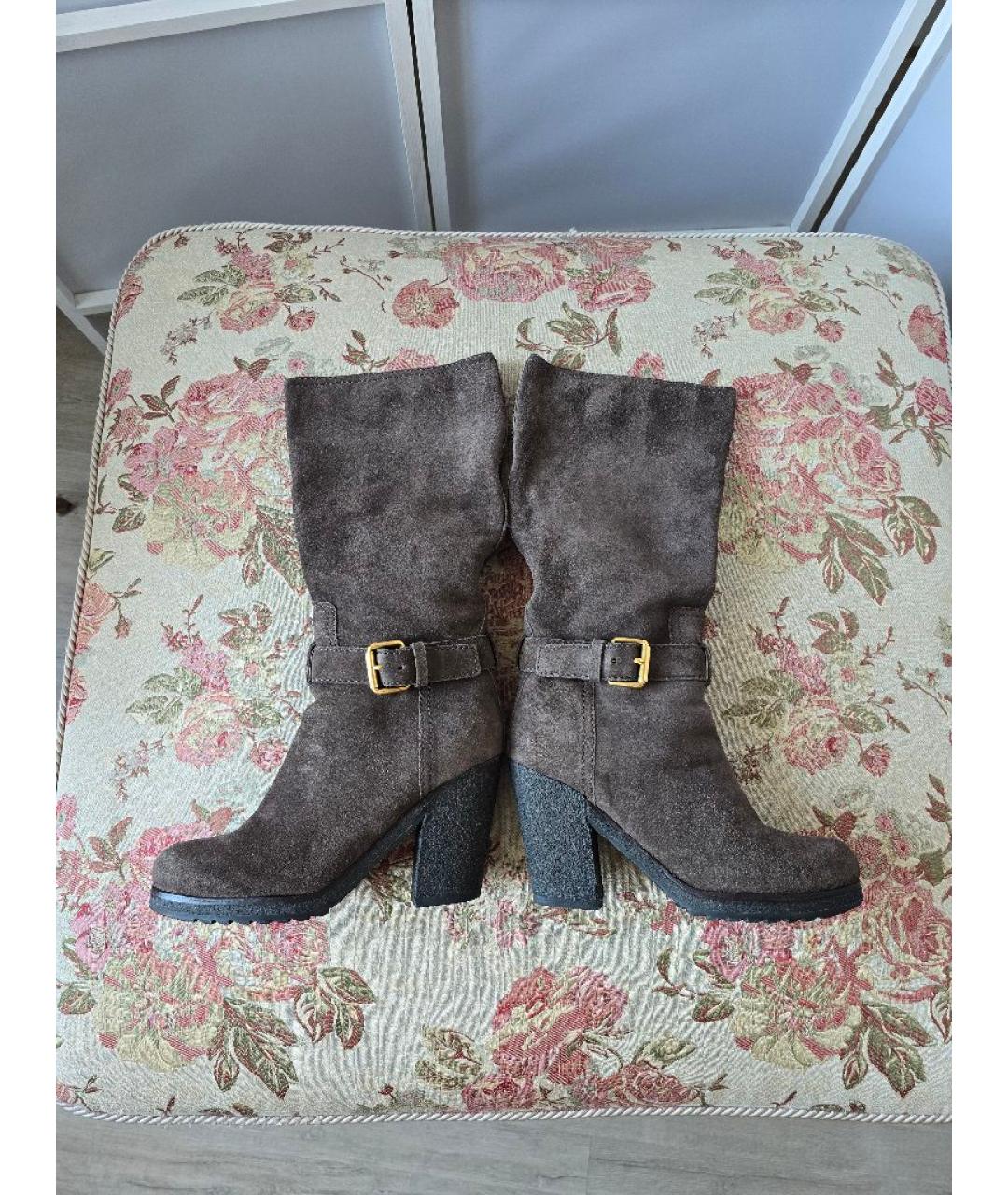 PRADA Коричневые замшевые сапоги, фото 10