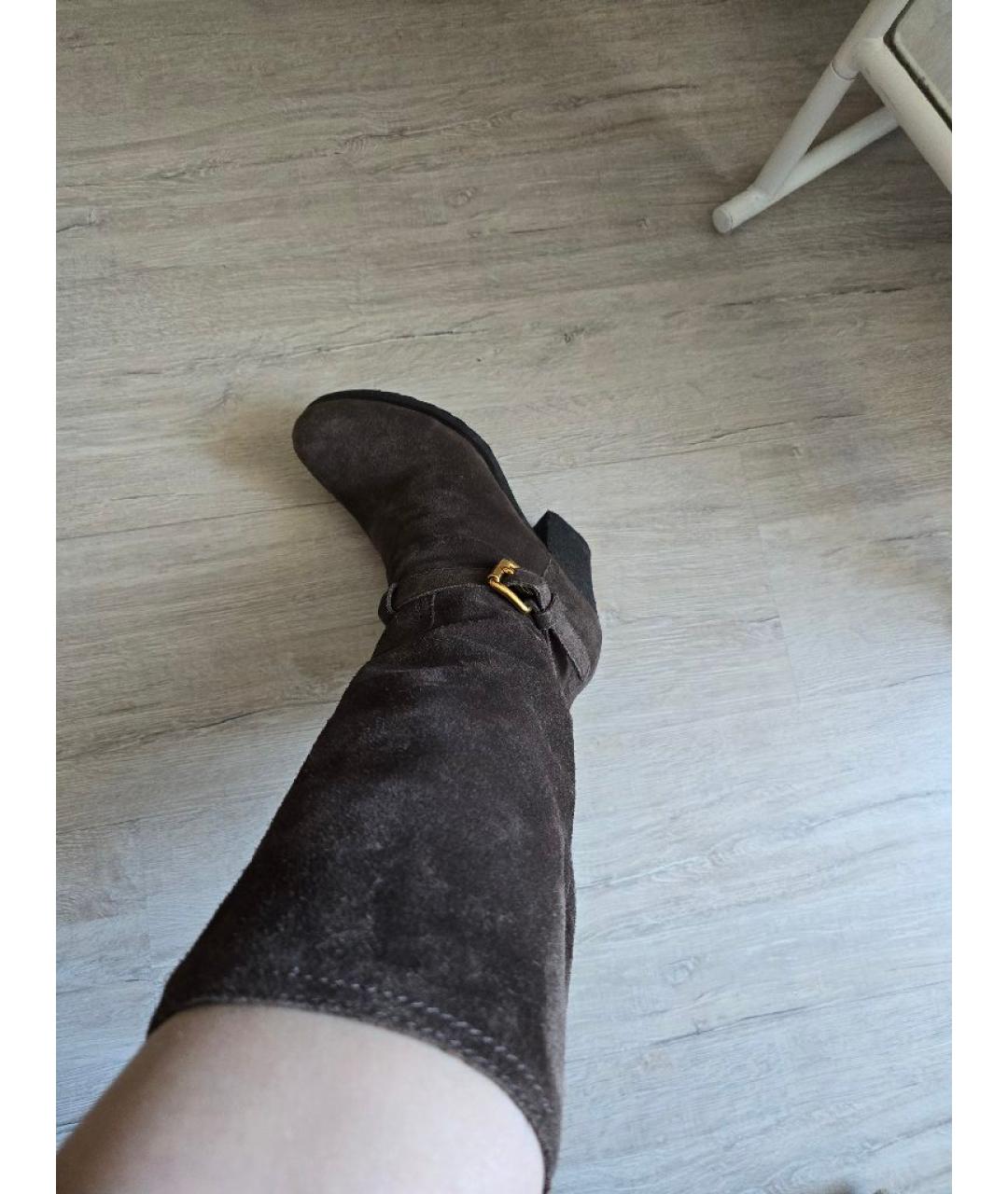 PRADA Коричневые замшевые сапоги, фото 6