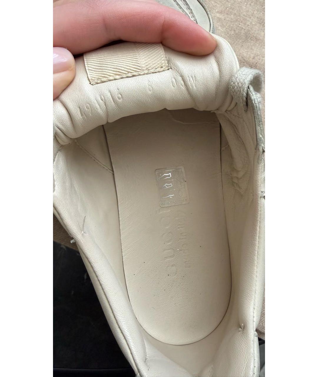 GUCCI Бежевые кожаные низкие кроссовки / кеды, фото 6