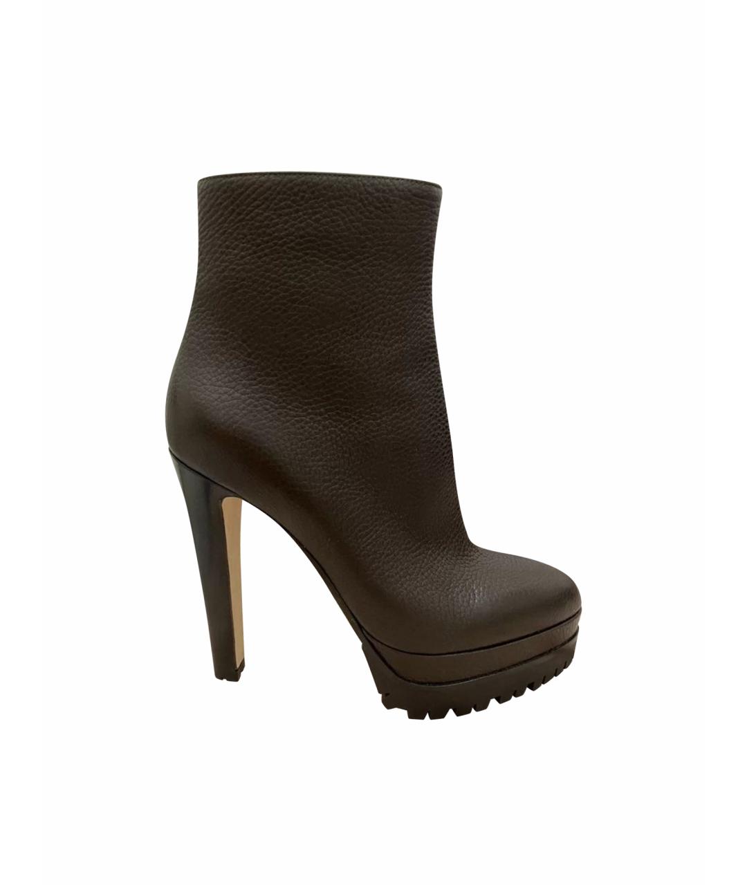 SERGIO ROSSI Коричневые кожаные ботильоны, фото 8