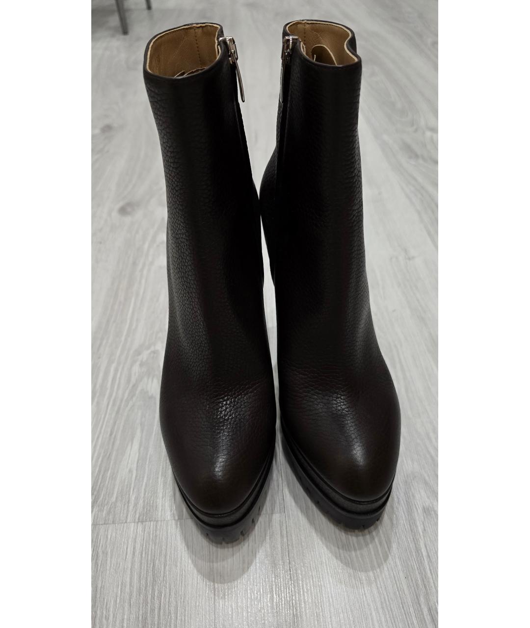 SERGIO ROSSI Коричневые кожаные ботильоны, фото 2