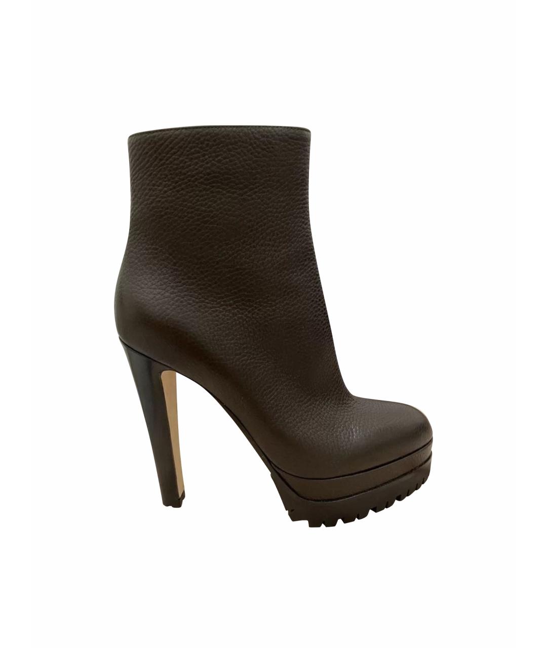 SERGIO ROSSI Коричневые кожаные ботильоны, фото 1