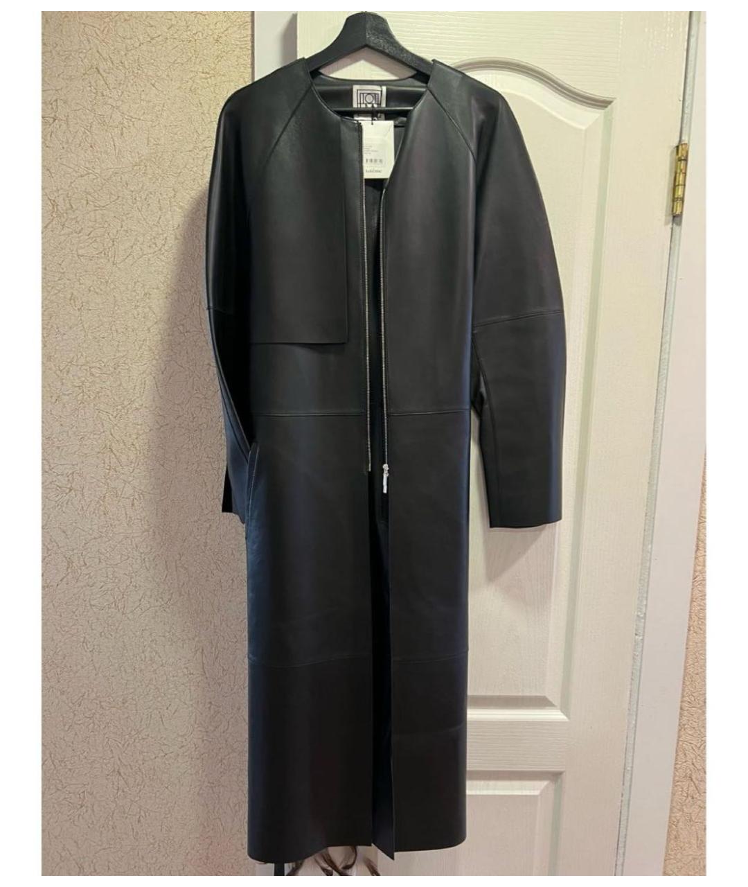 TOTEME Черный кожаный тренч/плащ, фото 7