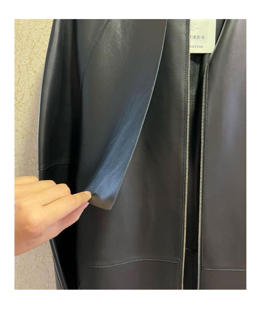 TOTEME Черный кожаный тренч/плащ, фото 4