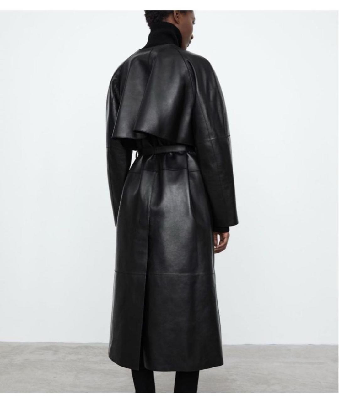 TOTEME Черный кожаный тренч/плащ, фото 2