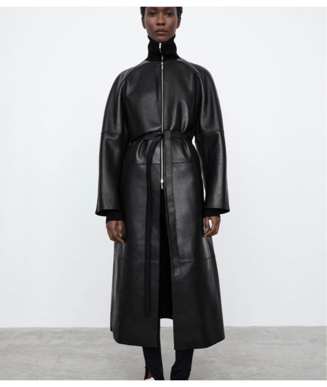 TOTEME Черный кожаный тренч/плащ, фото 3