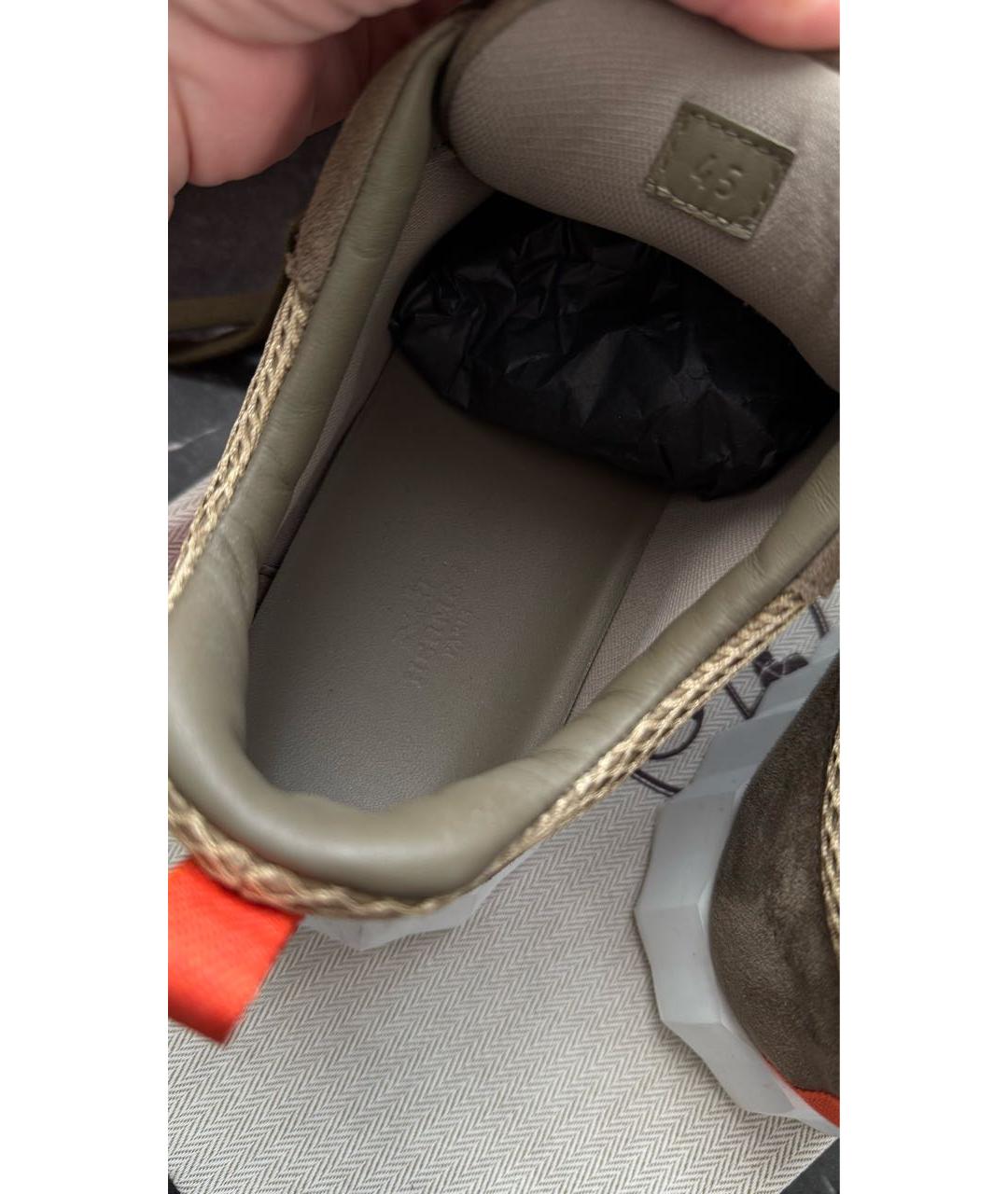 HERMES Коричневые замшевые низкие кроссовки / кеды, фото 5