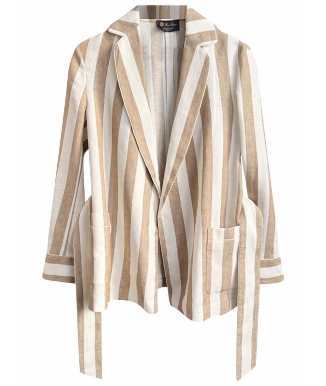 LORO PIANA Бежевый льняной жакет/пиджак, фото 1