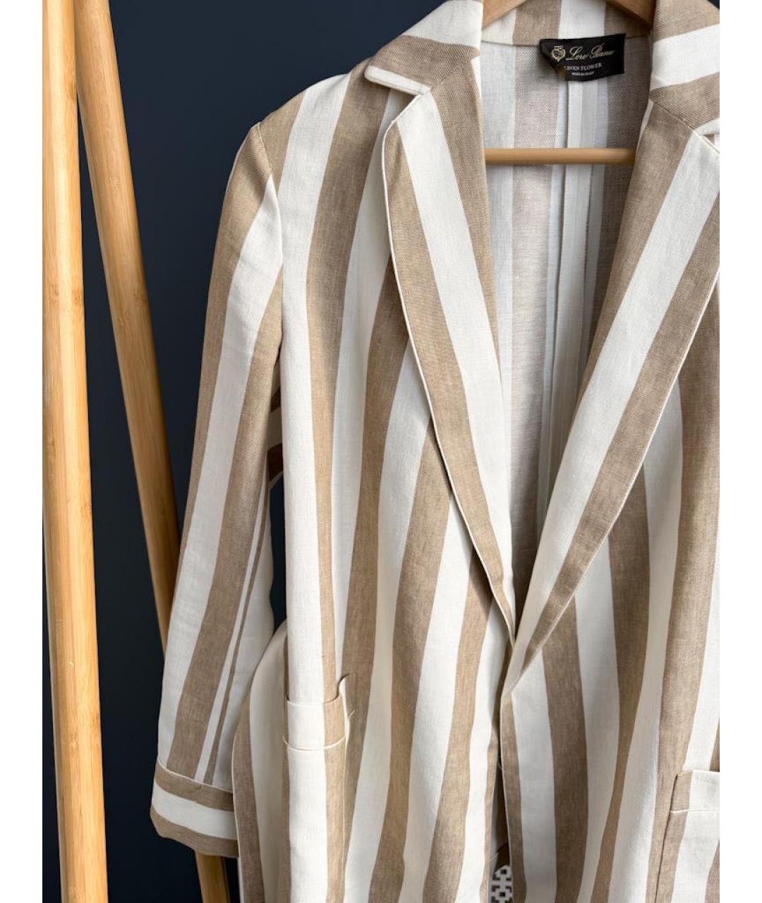 LORO PIANA Бежевый льняной жакет/пиджак, фото 6
