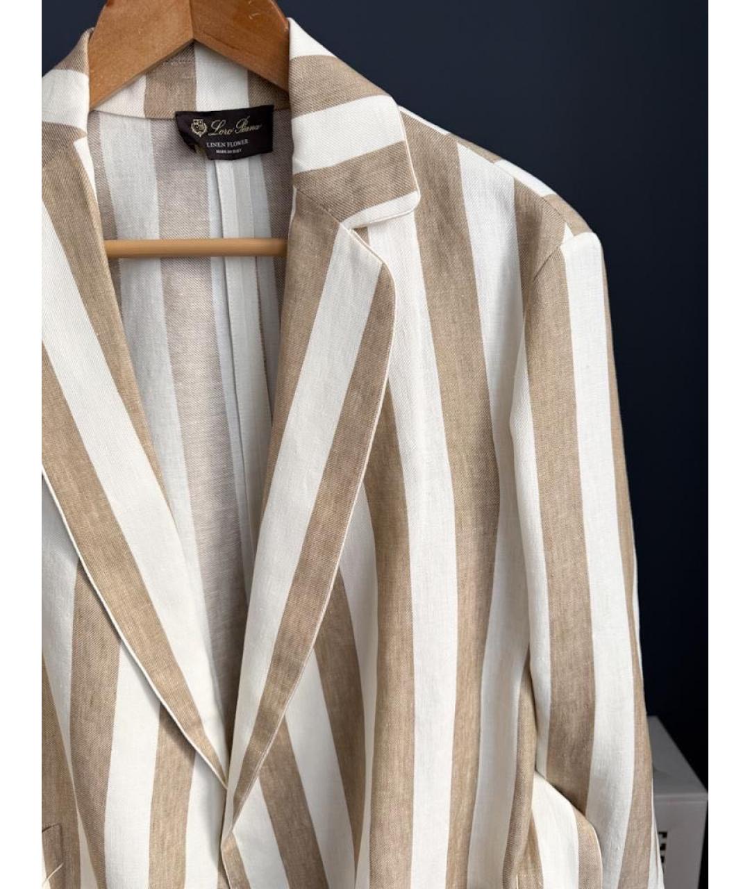 LORO PIANA Бежевый льняной жакет/пиджак, фото 5