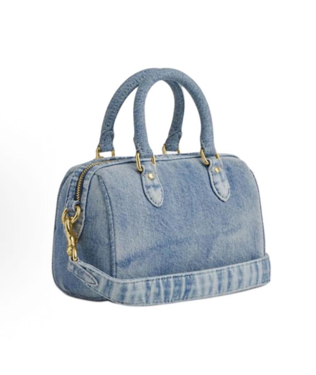 COACH Голубая деним сумка с короткими ручками, фото 4