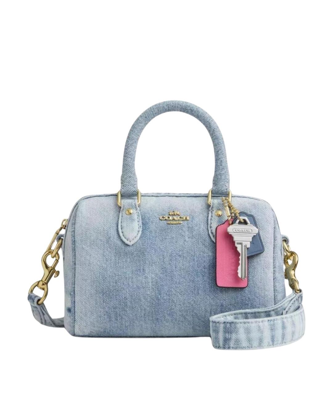 COACH Голубая деним сумка с короткими ручками, фото 1