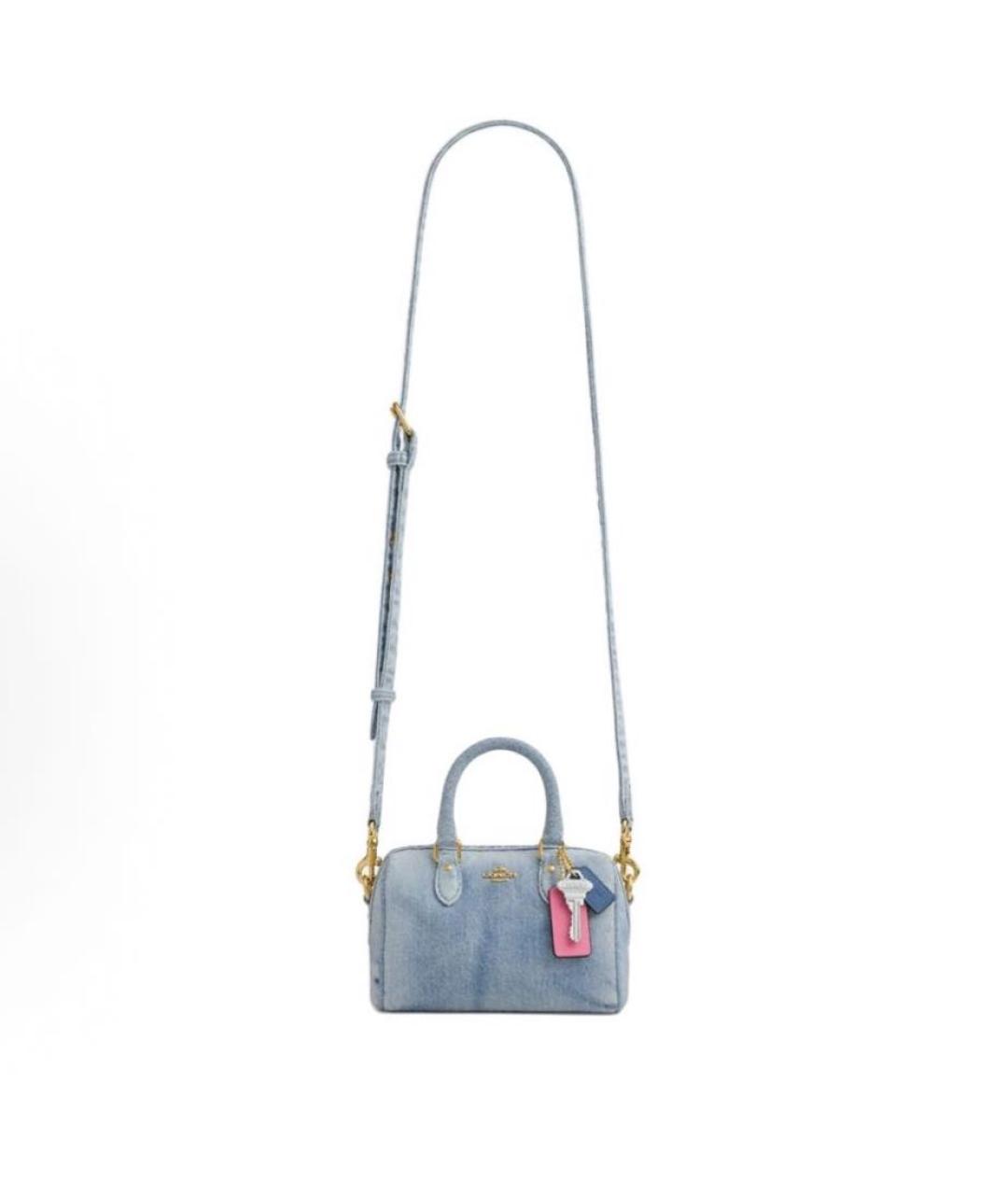 COACH Голубая деним сумка с короткими ручками, фото 2