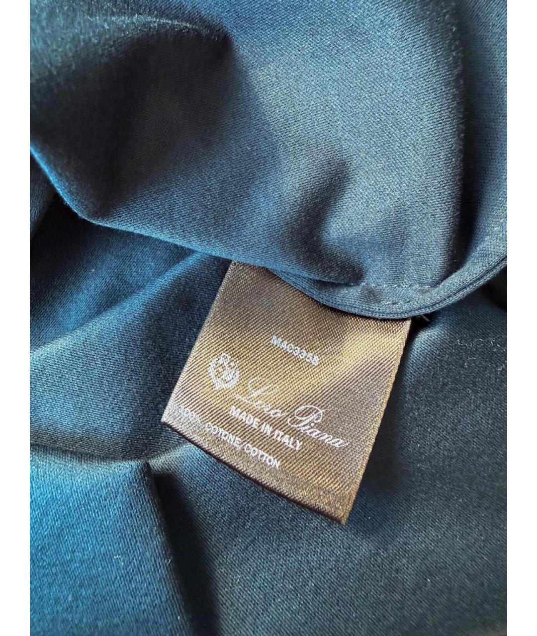 LORO PIANA Темно-синяя хлопковая футболка, фото 4