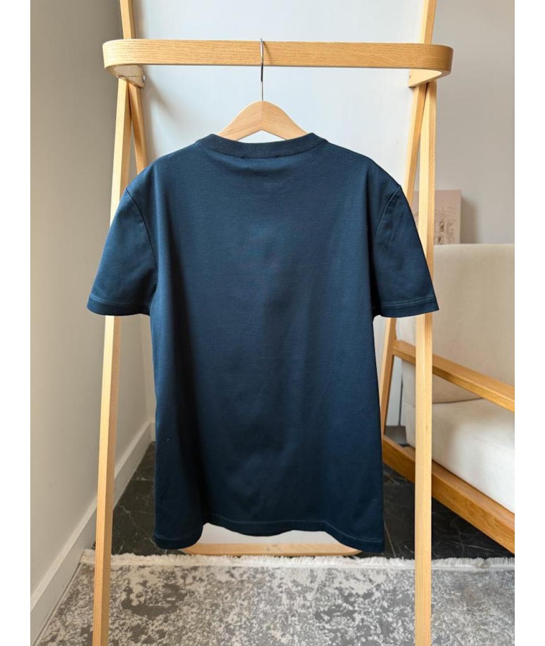 LORO PIANA Темно-синяя хлопковая футболка, фото 2