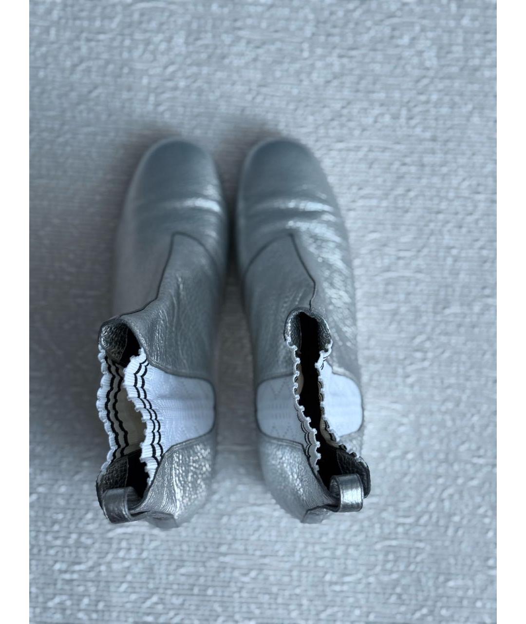 FENDI Серебряные кожаные полусапоги, фото 4