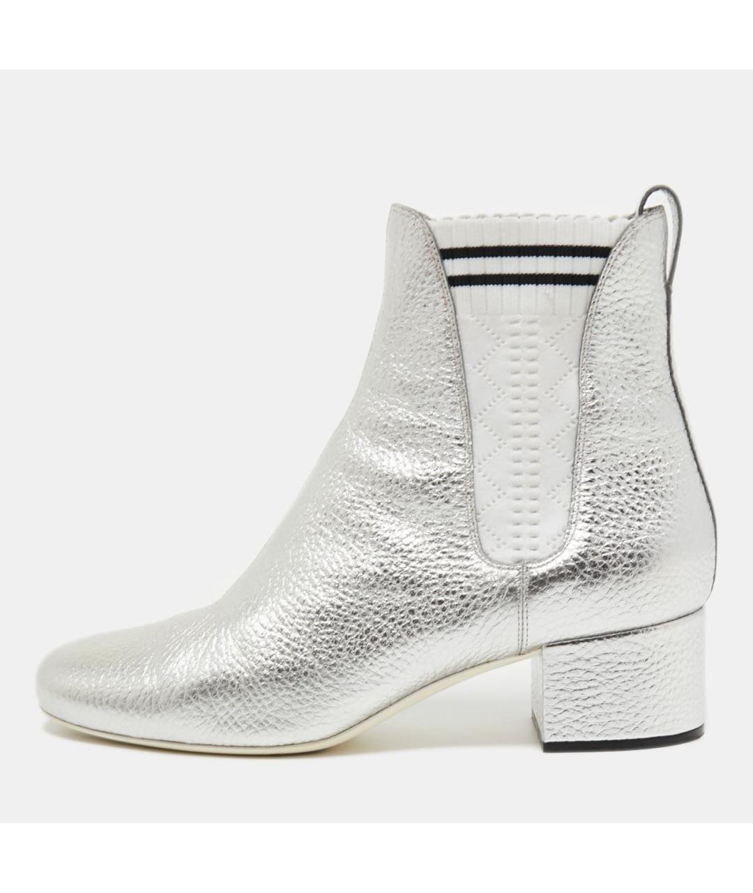 FENDI Серебряные кожаные полусапоги, фото 7