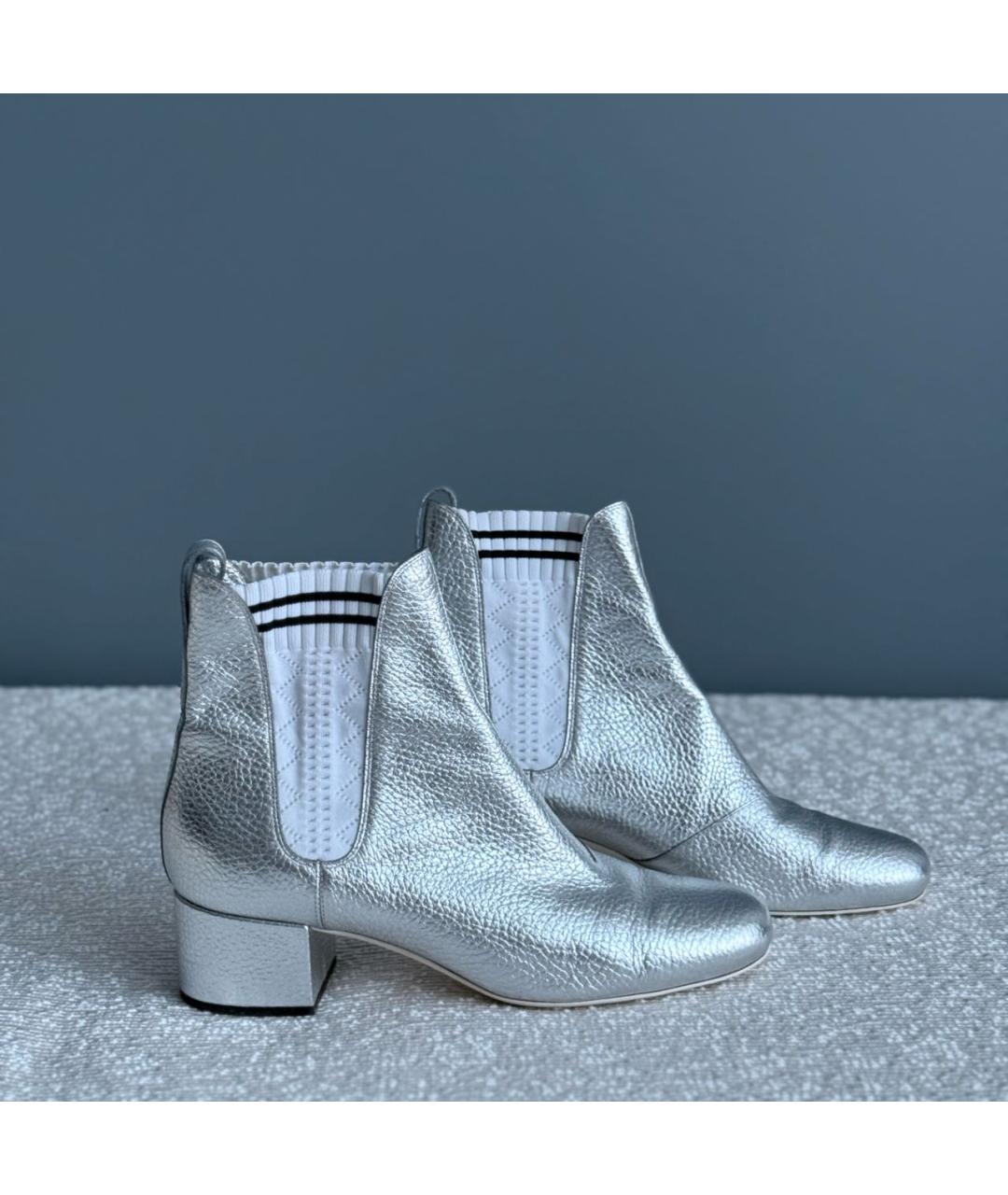 FENDI Серебряные кожаные полусапоги, фото 8