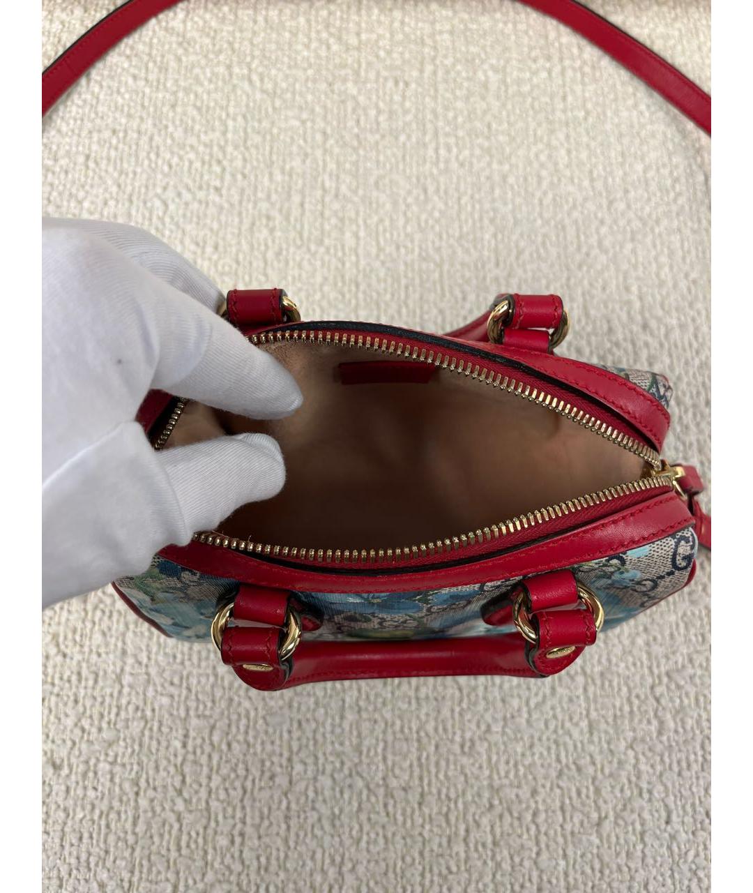 GUCCI Бордовая тканевая сумка с короткими ручками, фото 4