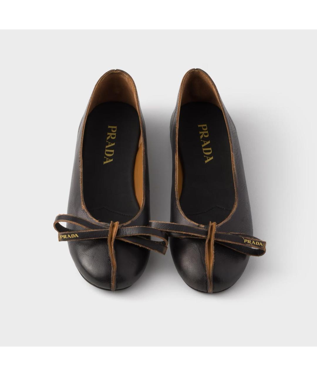 PRADA Черные кожаные балетки, фото 3