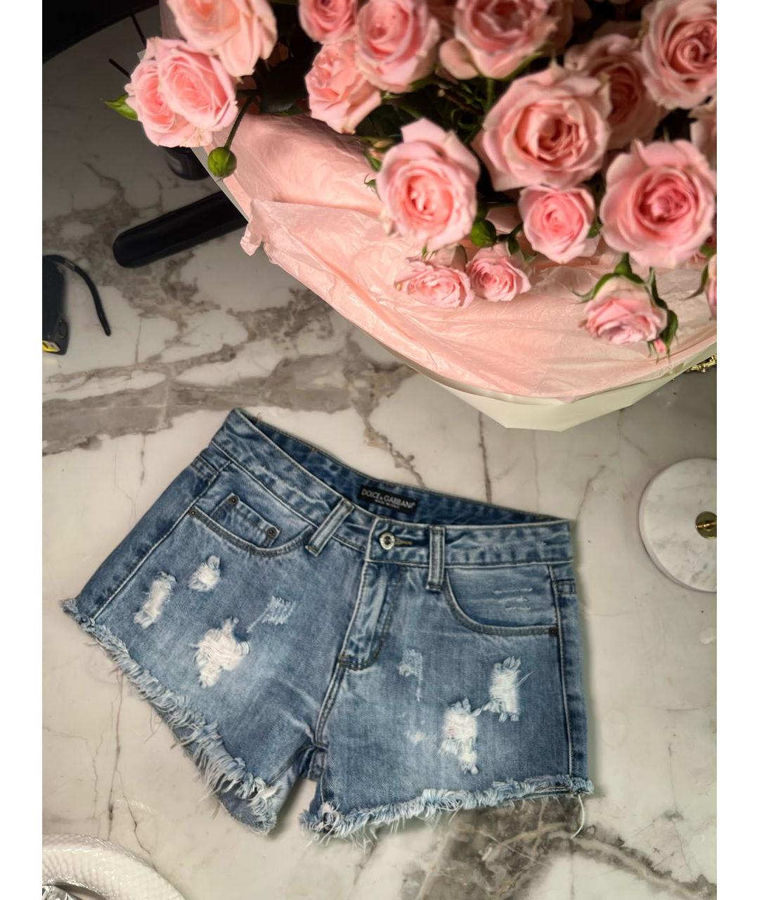 DOLCE&GABBANA Голубые хлопковые шорты, фото 7