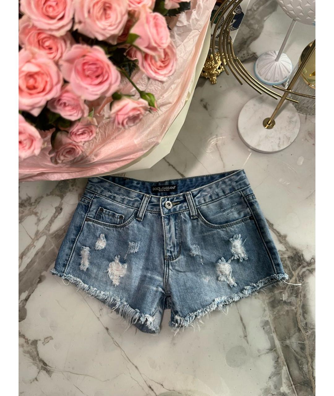 DOLCE&GABBANA Голубые хлопковые шорты, фото 9