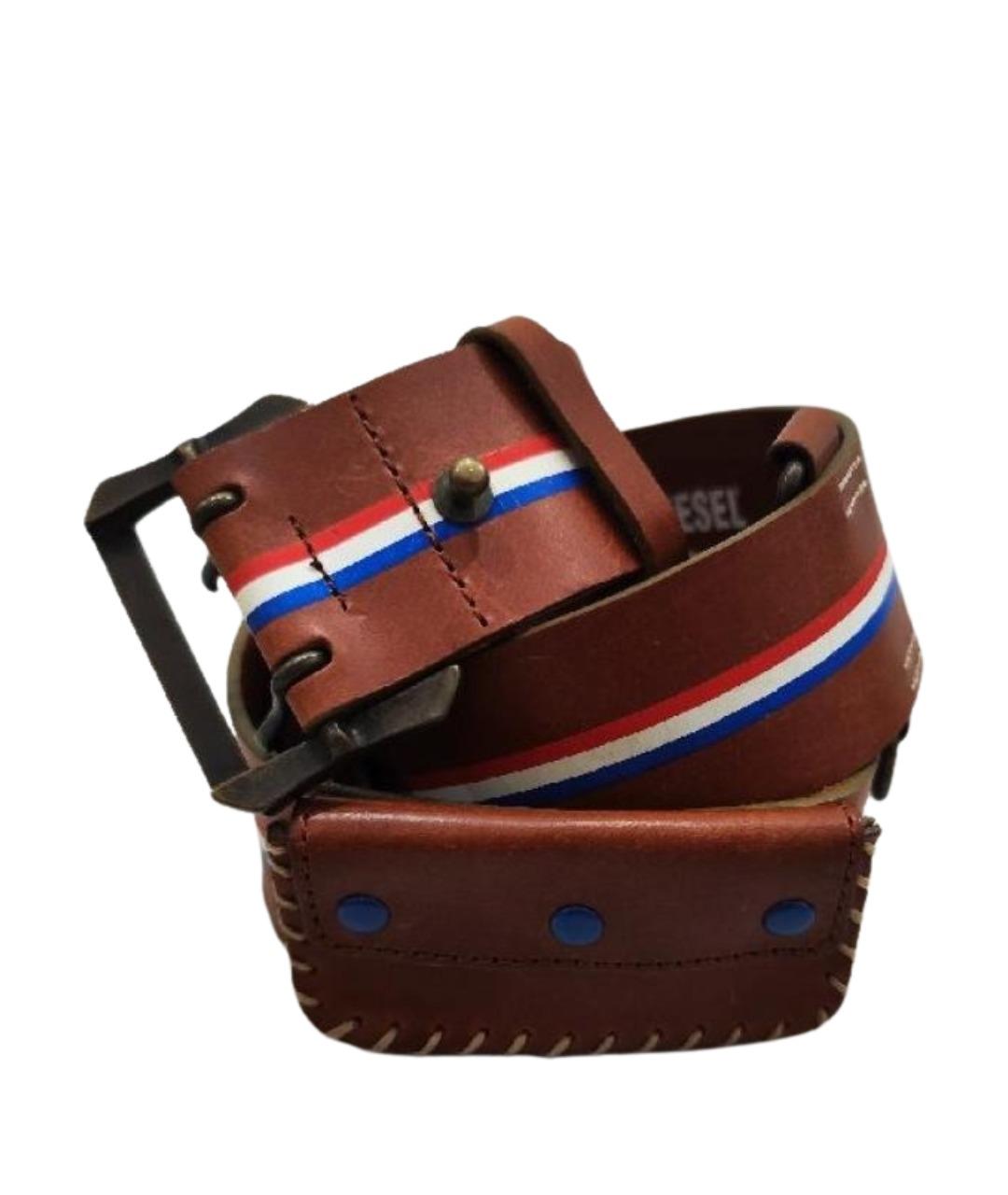 DIESEL Коричневый кожаный ремень, фото 1