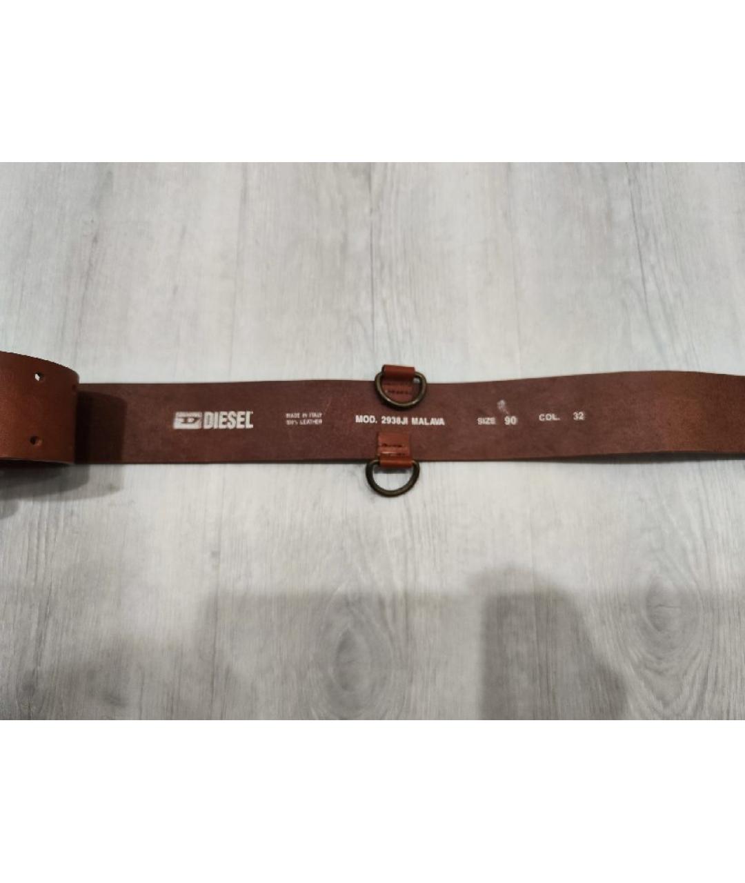 DIESEL Коричневый кожаный ремень, фото 3