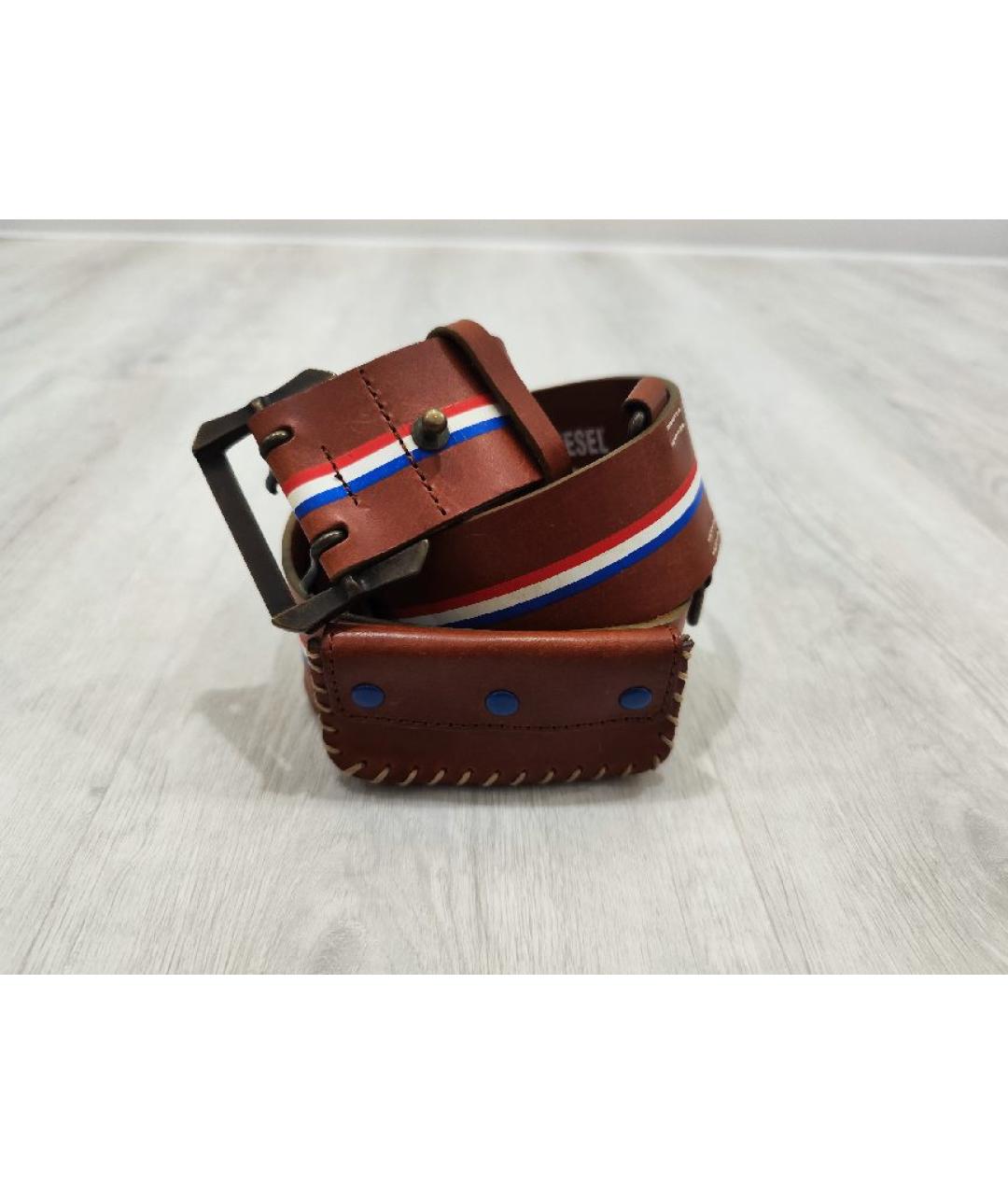 DIESEL Коричневый кожаный ремень, фото 5