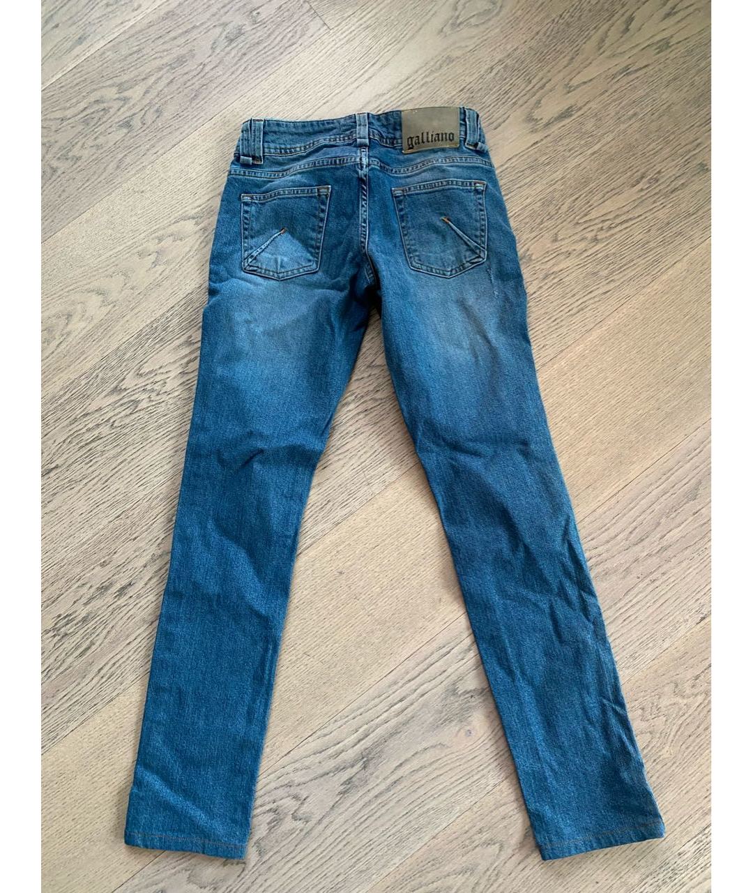 JOHN GALLIANO Голубые хлопко-эластановые прямые джинсы, фото 2