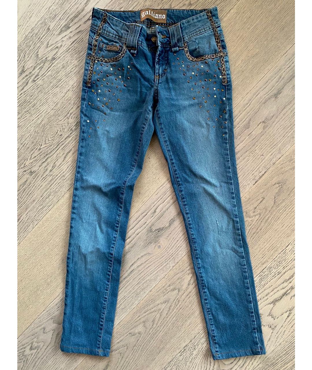 JOHN GALLIANO Голубые хлопко-эластановые прямые джинсы, фото 5