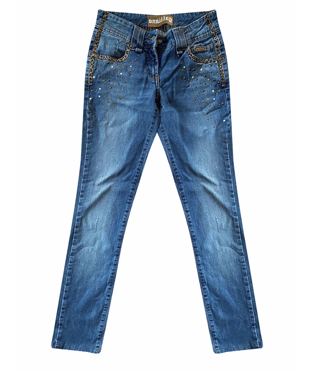 JOHN GALLIANO Голубые хлопко-эластановые прямые джинсы, фото 1
