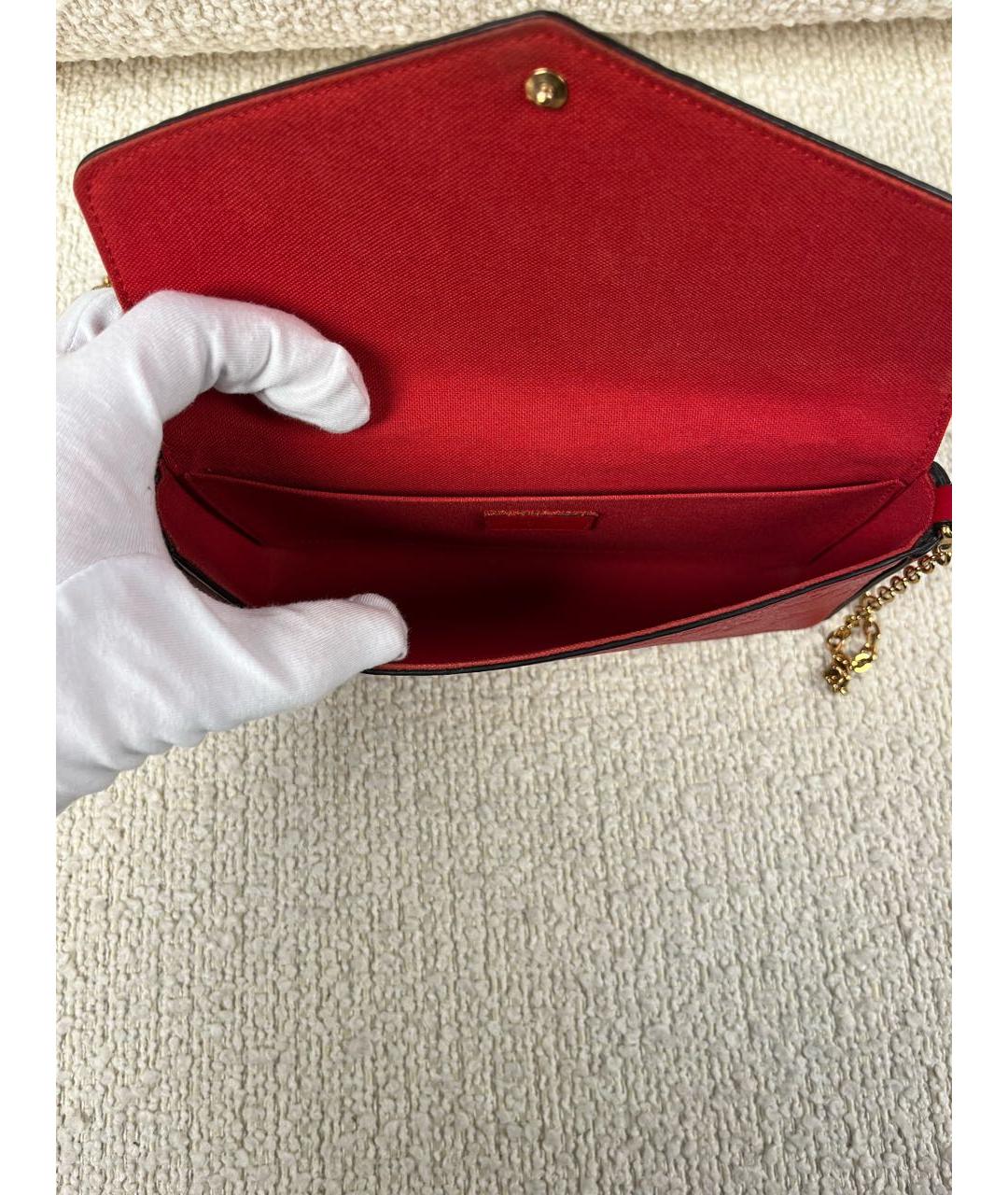 LOUIS VUITTON Красная кожаная сумка через плечо, фото 4