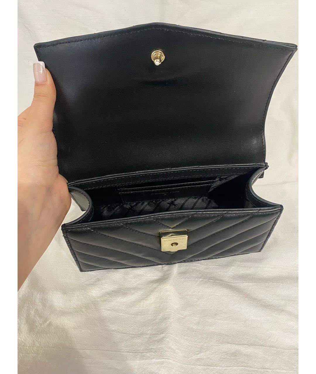 PATRIZIA PEPE Черная кожаная сумка с короткими ручками, фото 3