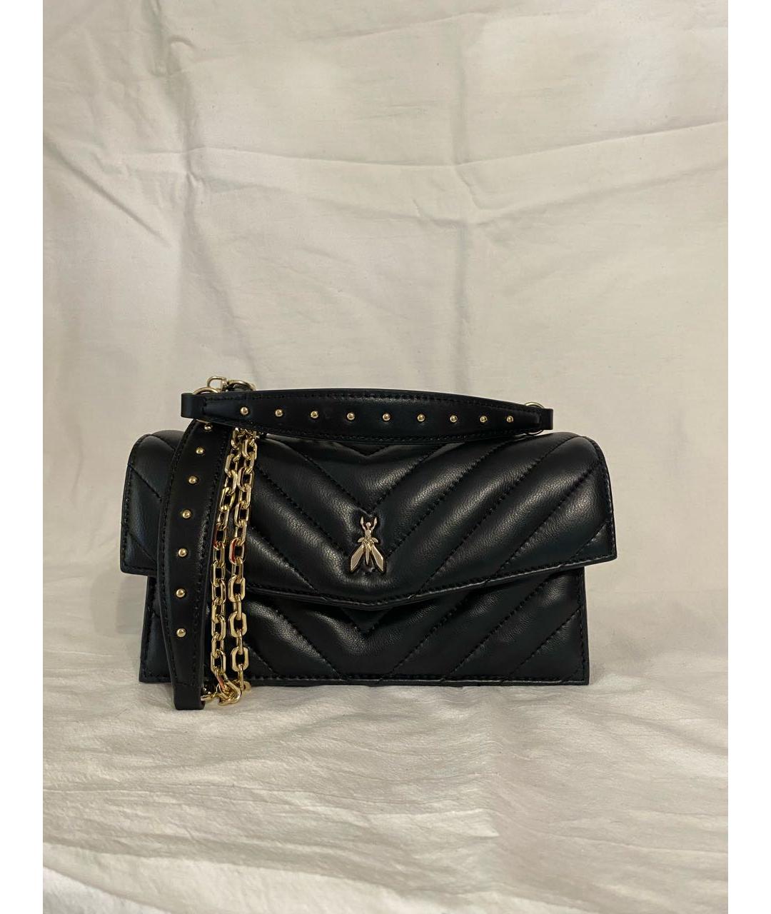 PATRIZIA PEPE Черная кожаная сумка с короткими ручками, фото 4