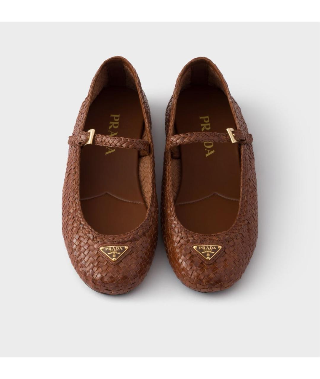 PRADA Коричневые кожаные балетки, фото 3