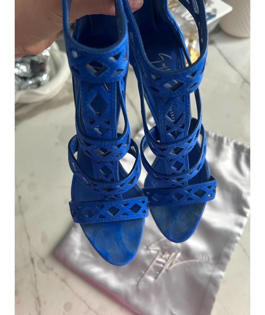 GIUSEPPE ZANOTTI DESIGN Синие замшевые босоножки, фото 6