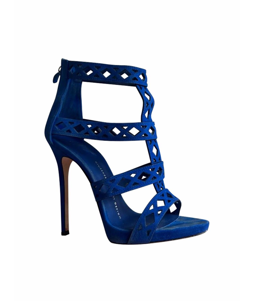 GIUSEPPE ZANOTTI DESIGN Синие замшевые босоножки, фото 1