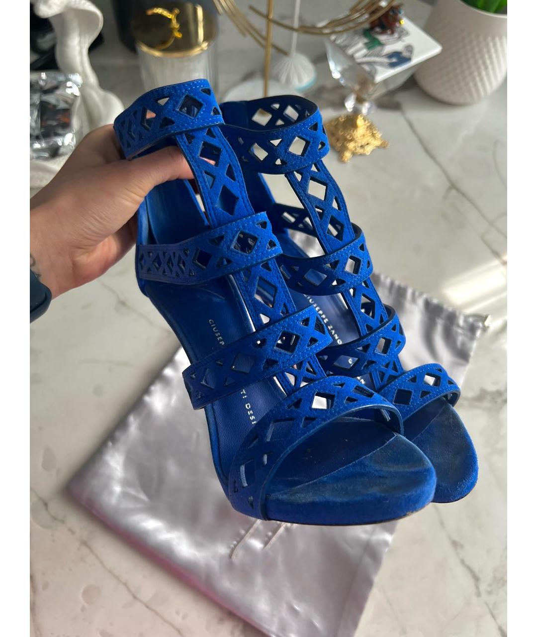 GIUSEPPE ZANOTTI DESIGN Синие замшевые босоножки, фото 3