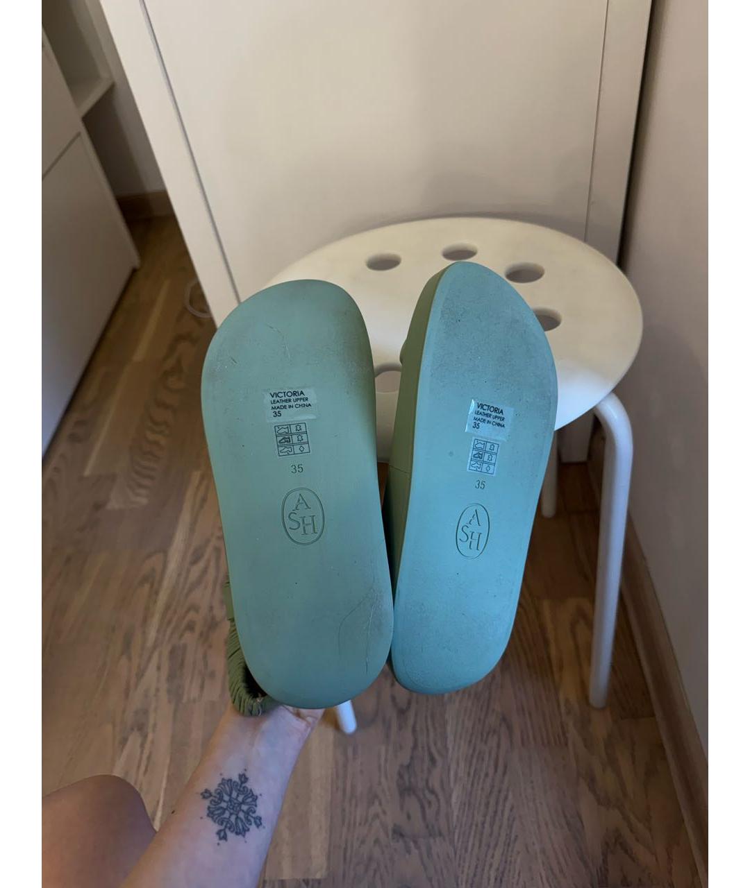 ASH Зеленые кожаные сандалии, фото 6