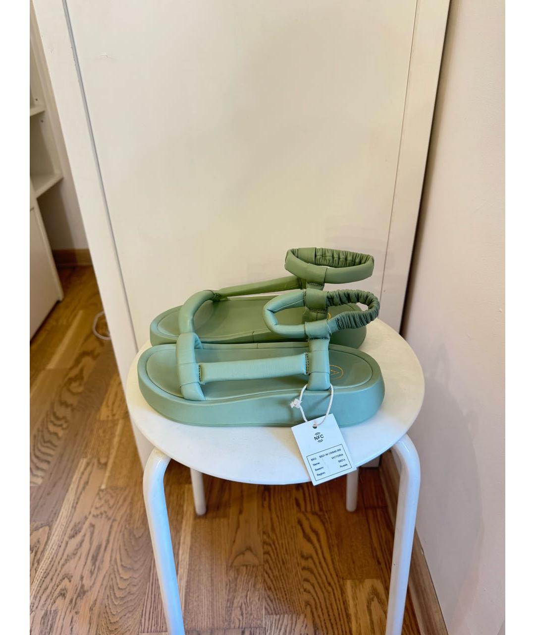 ASH Зеленые кожаные сандалии, фото 8