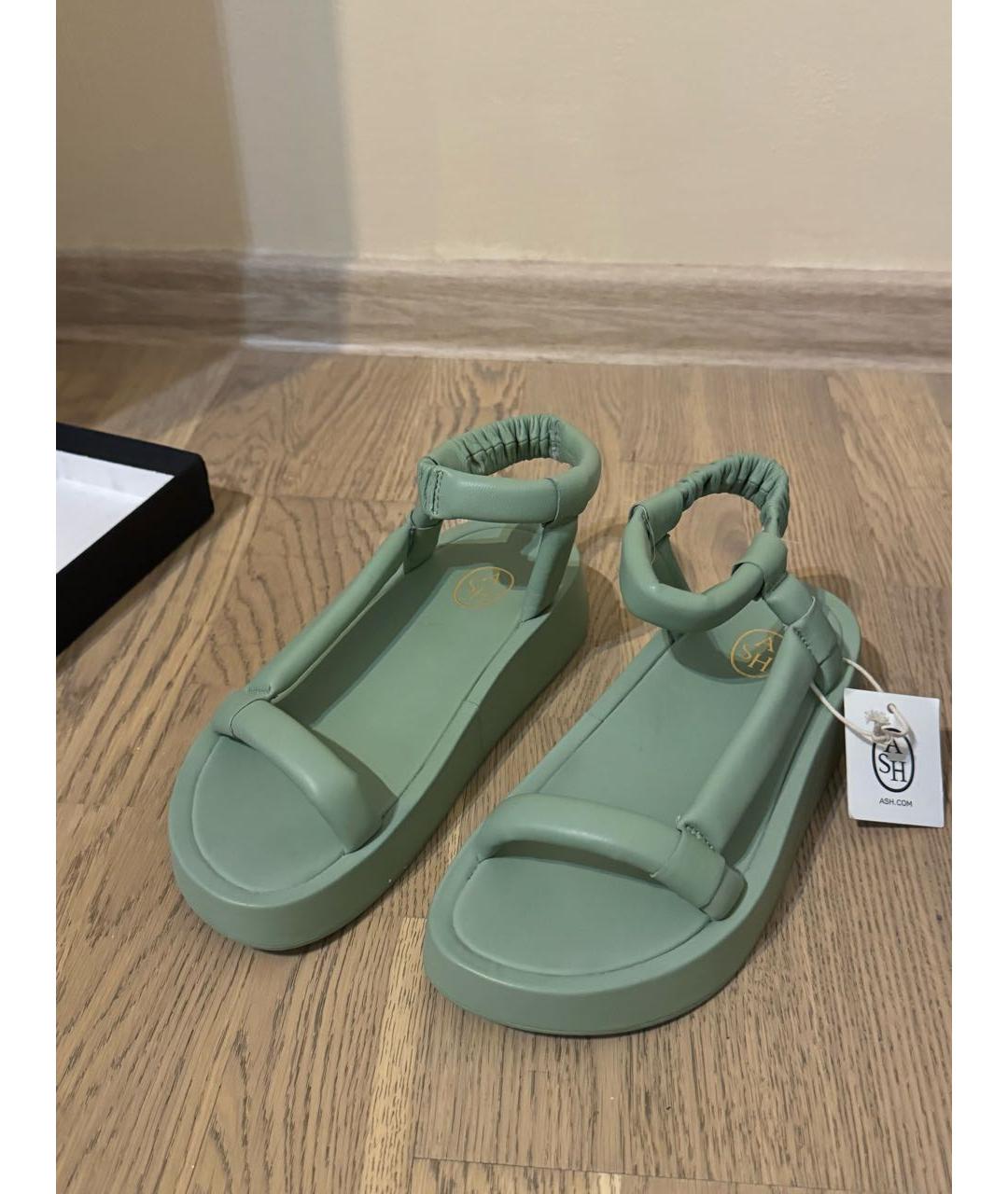 ASH Зеленые кожаные сандалии, фото 2