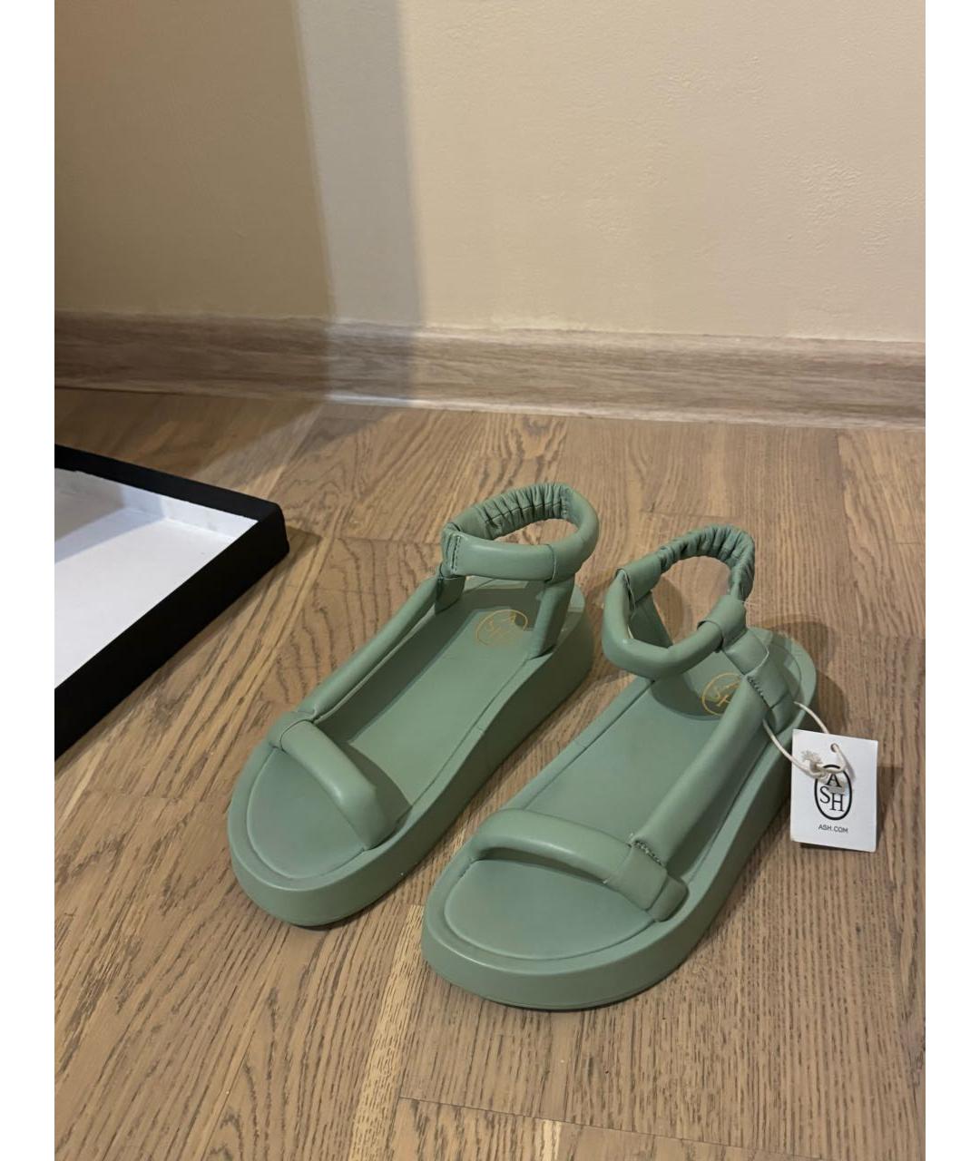 ASH Зеленые кожаные сандалии, фото 4