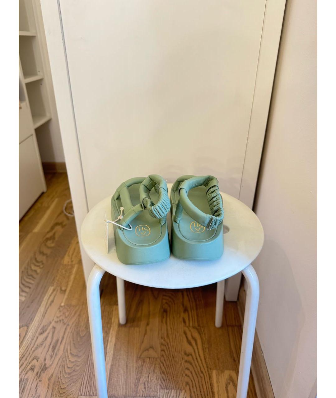 ASH Зеленые кожаные сандалии, фото 7